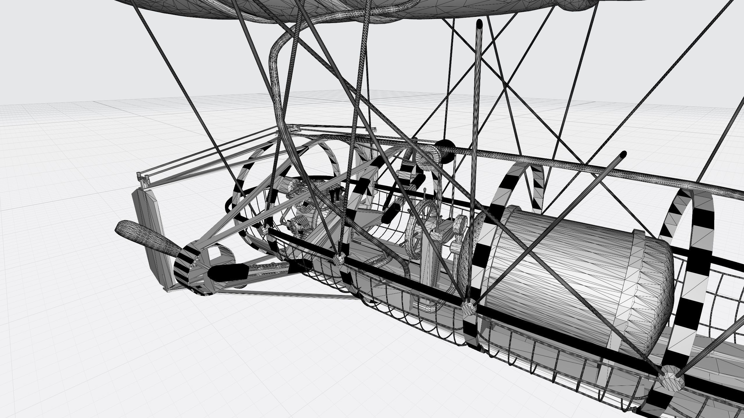 An Airship design with sketchup Low-poly 3D model_11