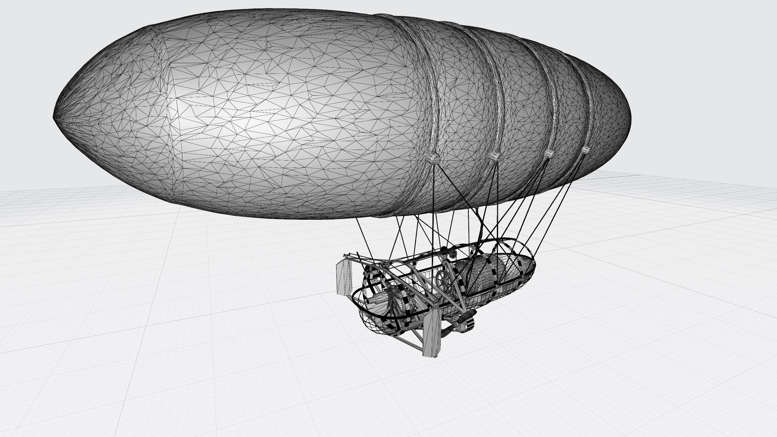 An Airship design with sketchup Low-poly 3D model_10