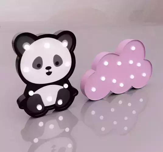 Cloud-shaped and Panda-shaped Nightlights set