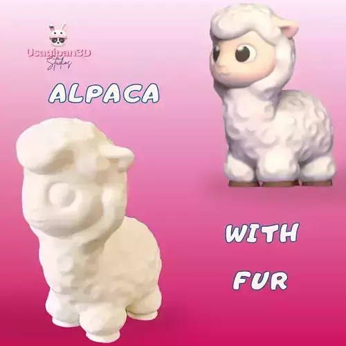 Alpaca with Fur 3D print model