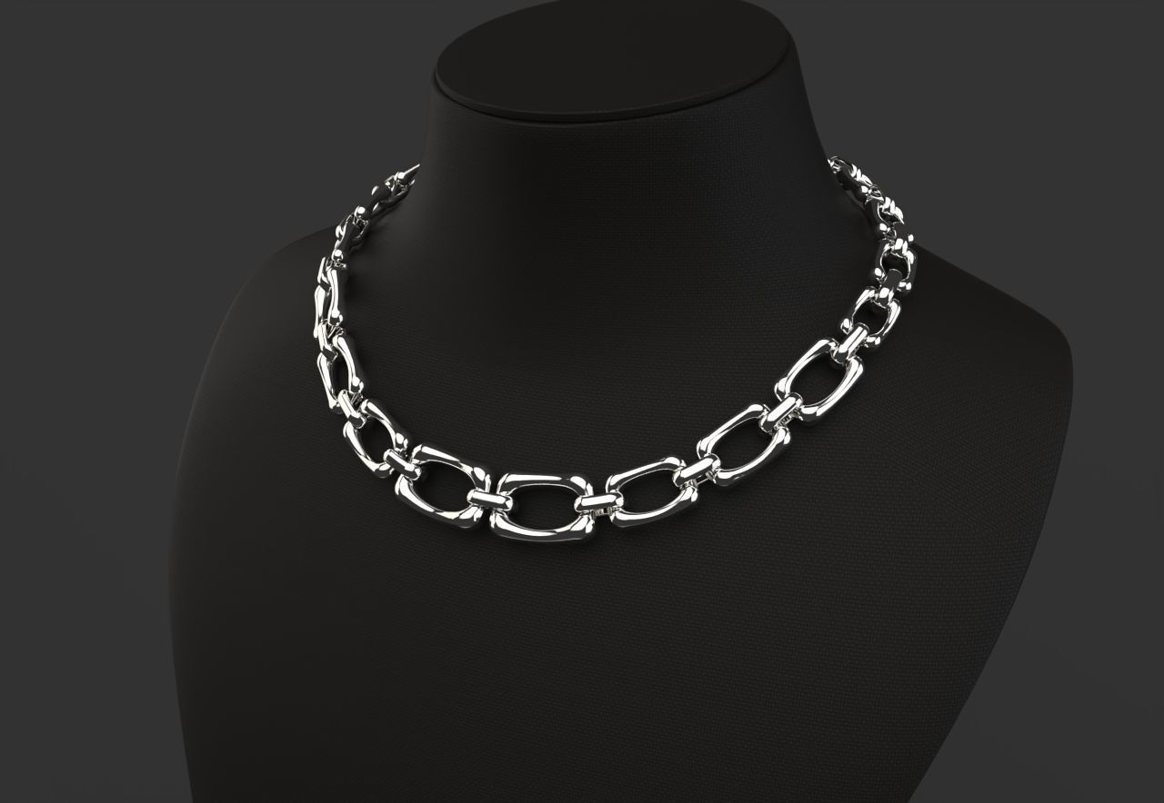 Graduated Square Chain Link Necklace or bracelet 3D print model_6