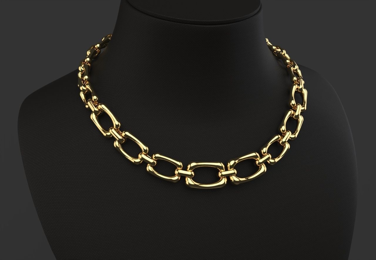 Graduated Square Chain Link Necklace or bracelet 3D print model_5