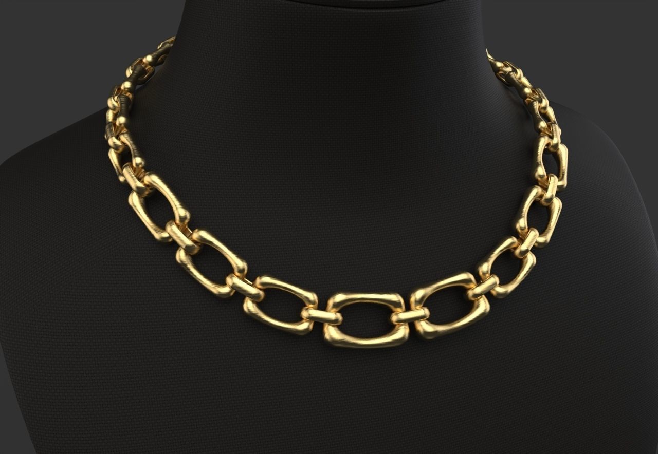Graduated Square Chain Link Necklace or bracelet 3D print model_8