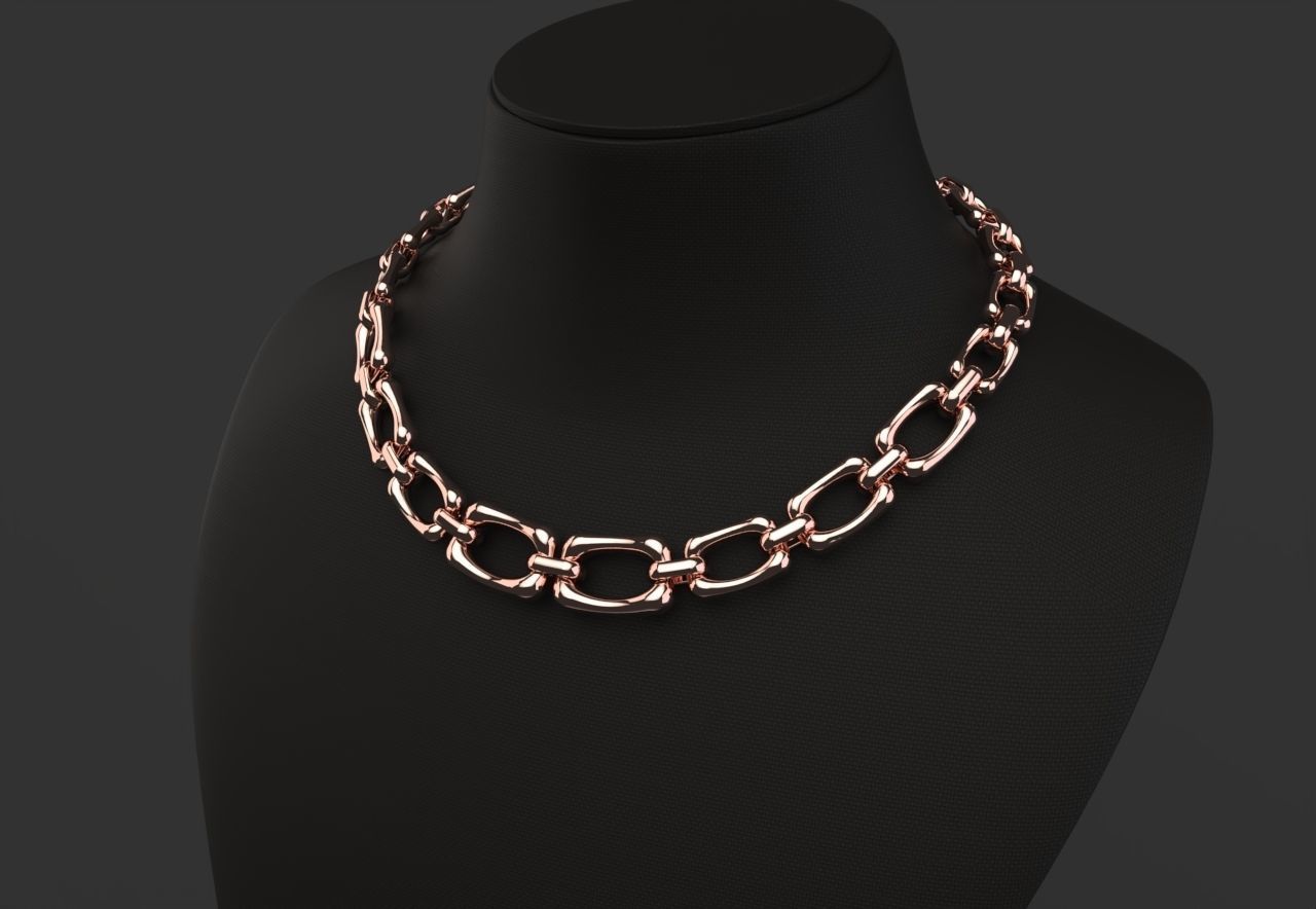 Graduated Square Chain Link Necklace or bracelet 3D print model_7