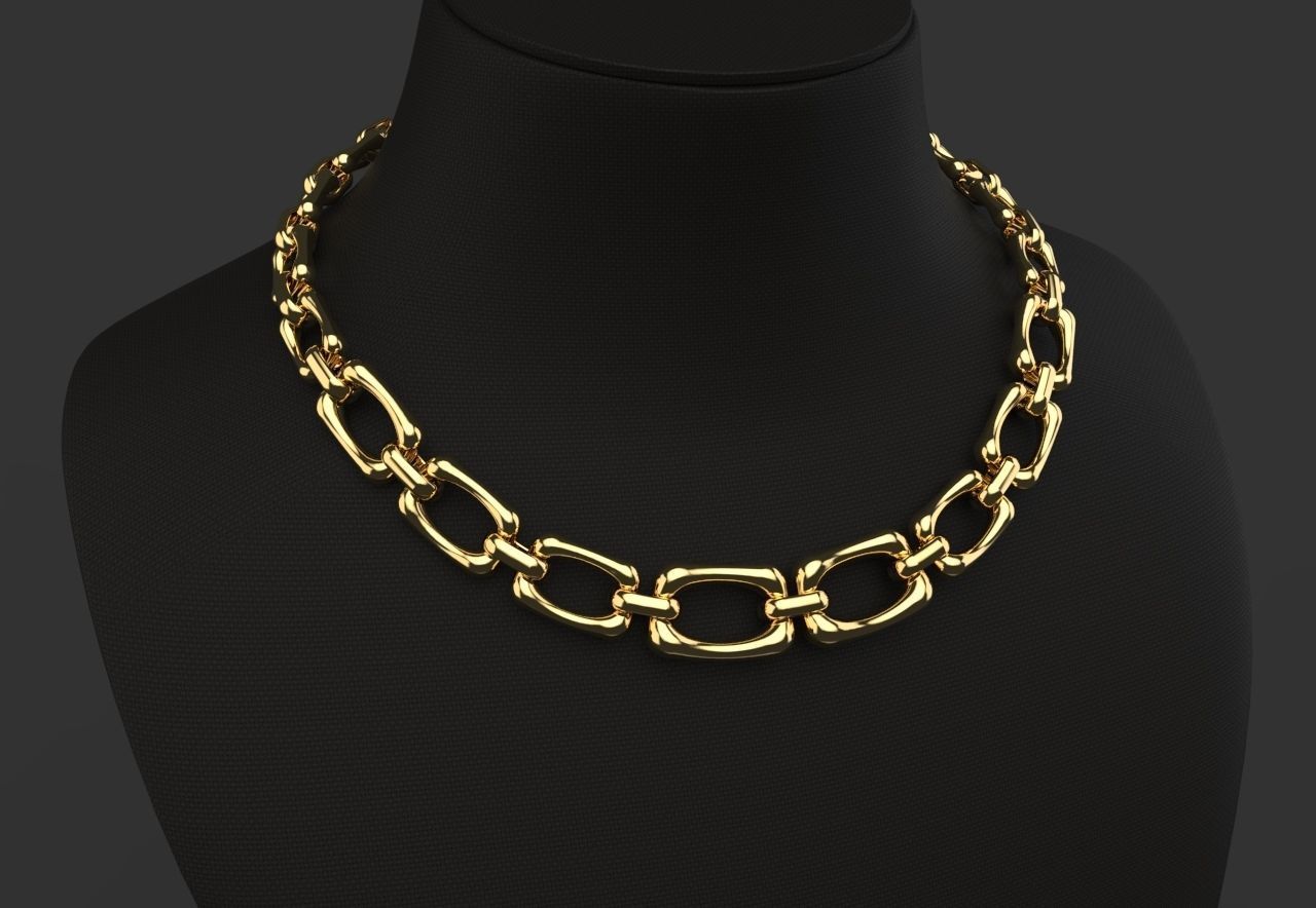 Graduated Square Chain Link Necklace or bracelet 3D print model_4