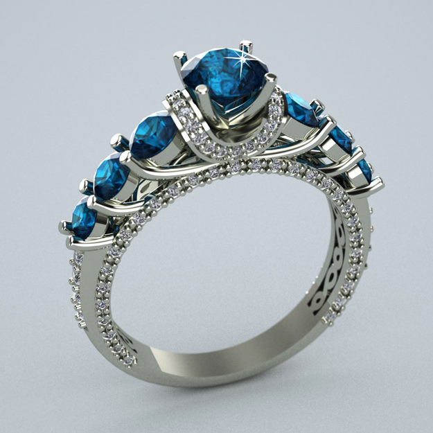 Ring diamond engagement gold 3D print model_1