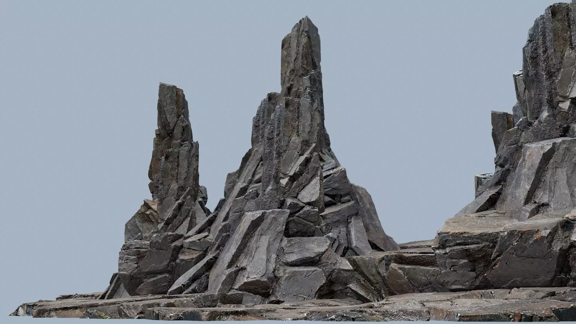 cliff rocks Low-poly 3D model_0