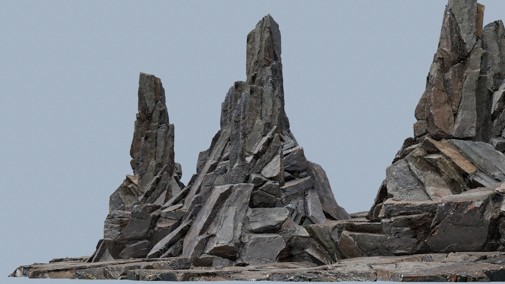 cliff rocks Low-poly 3D model_1