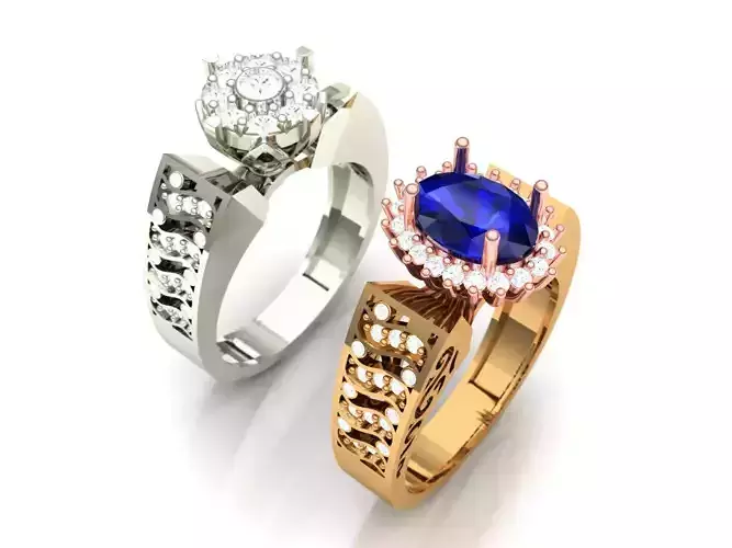 Womens Two piece solitaire ring