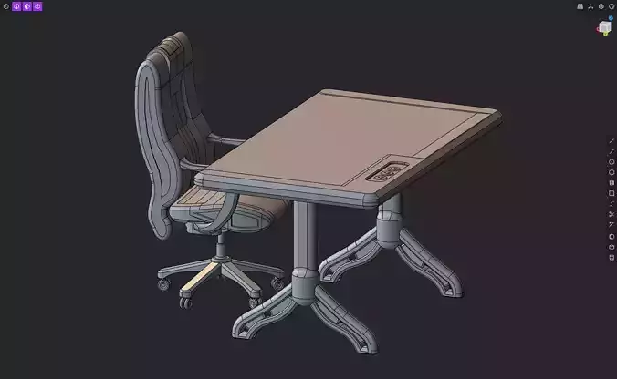 Office Supplies Series - Office Chair and Desk Set 3D print model