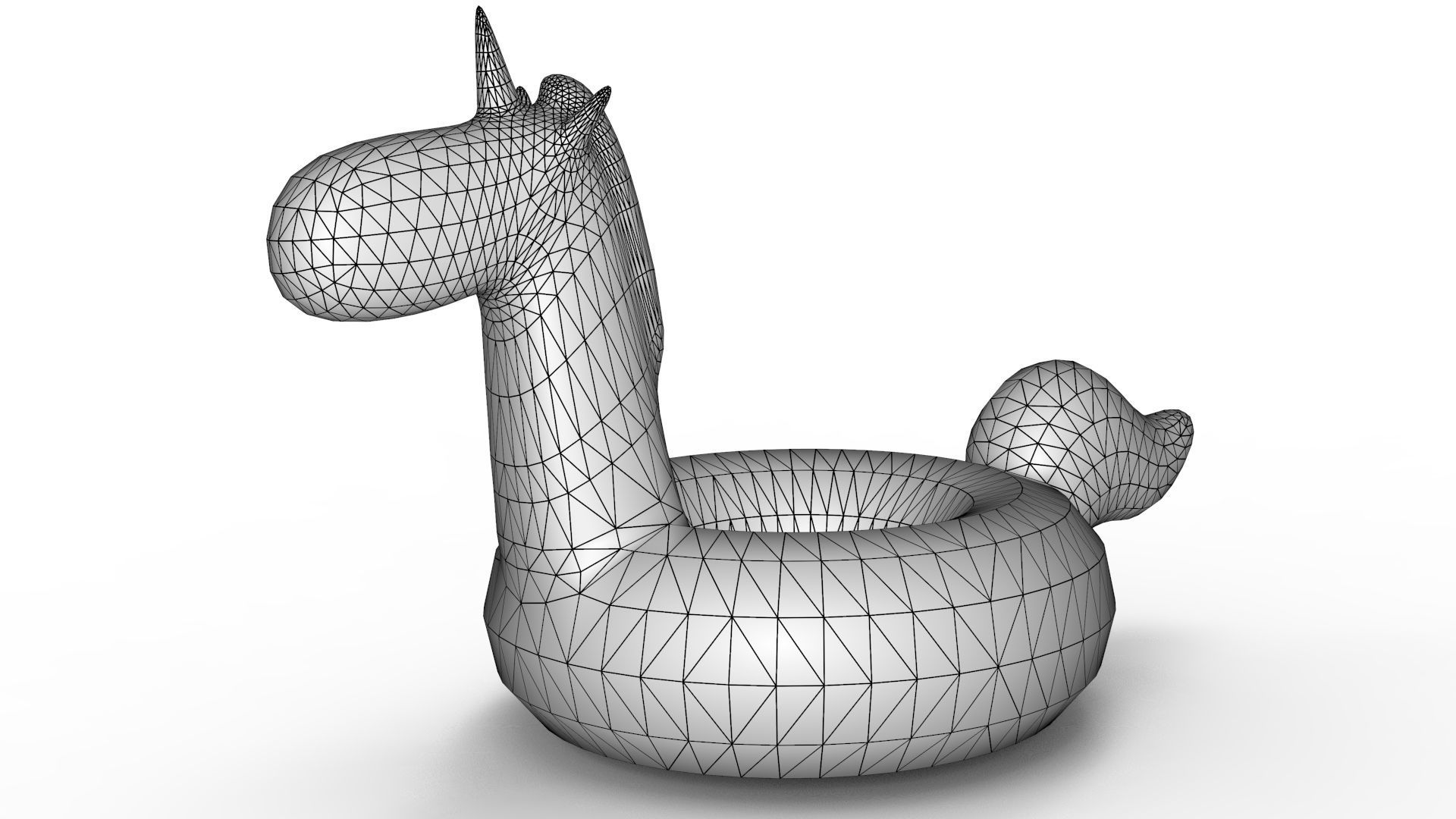 white unicorn pool float 3D model_9