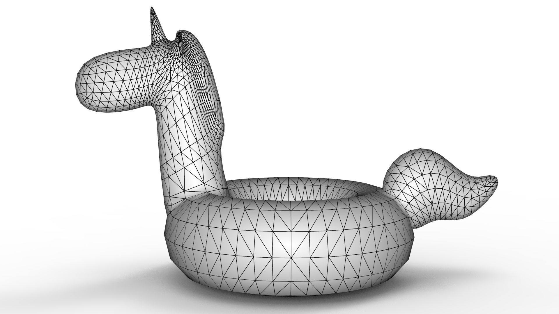 white unicorn pool float 3D model_10