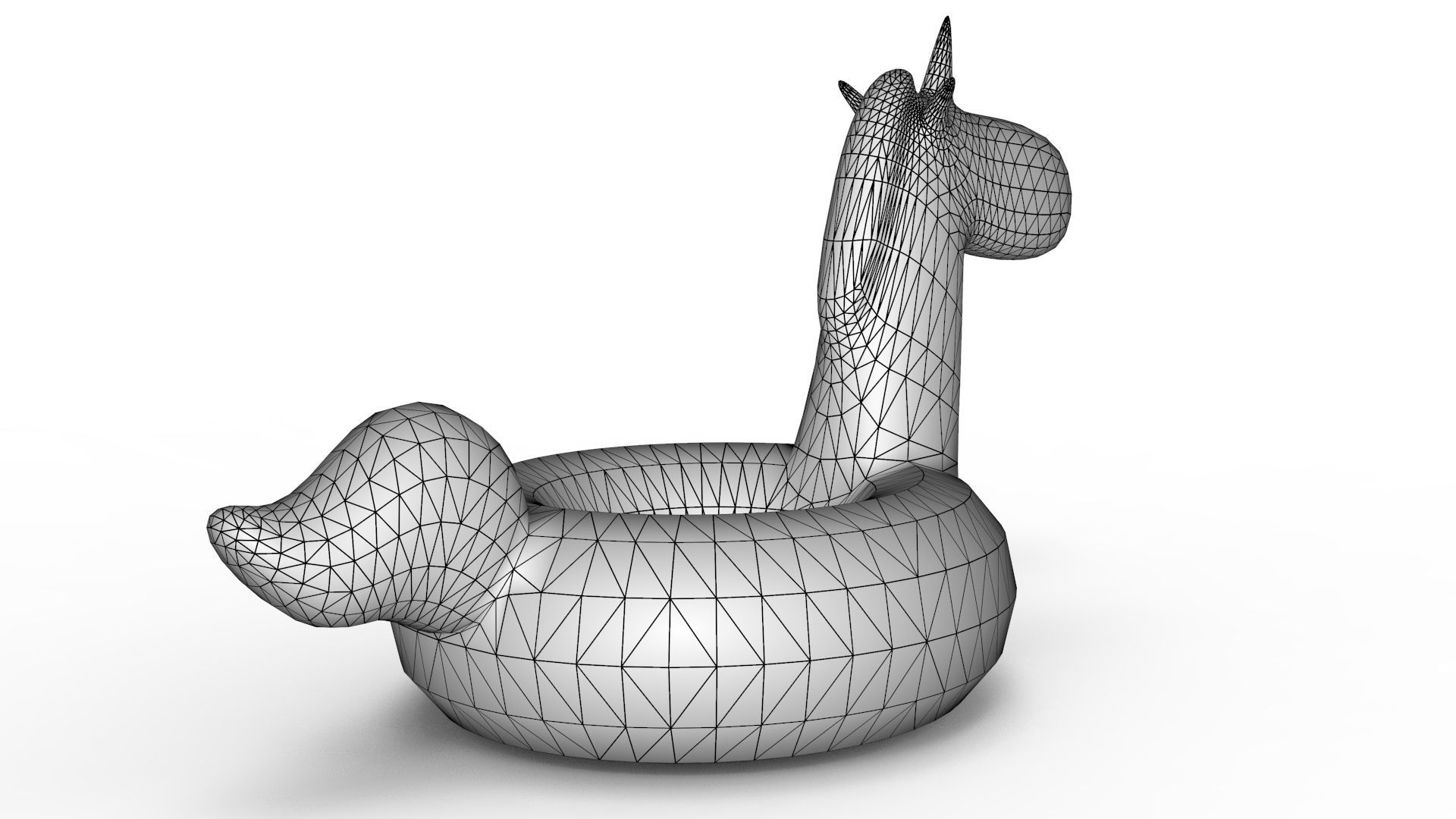 white unicorn pool float 3D model_13