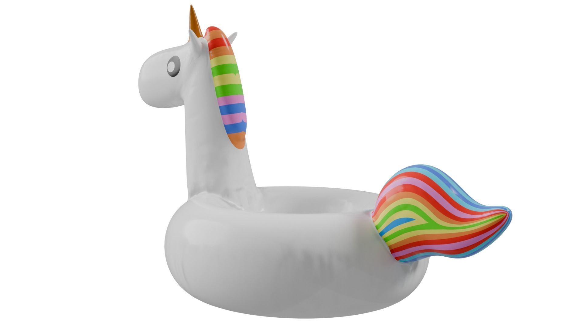 white unicorn pool float 3D model_2