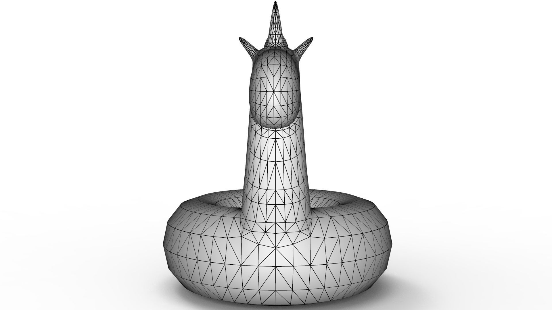 white unicorn pool float 3D model_16