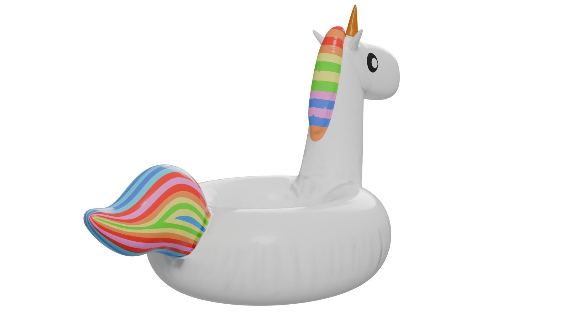 white unicorn pool float 3D model_4
