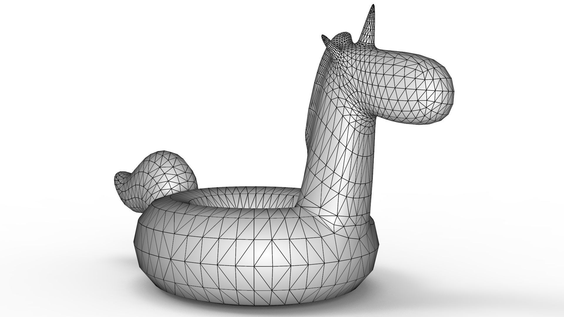white unicorn pool float 3D model_15