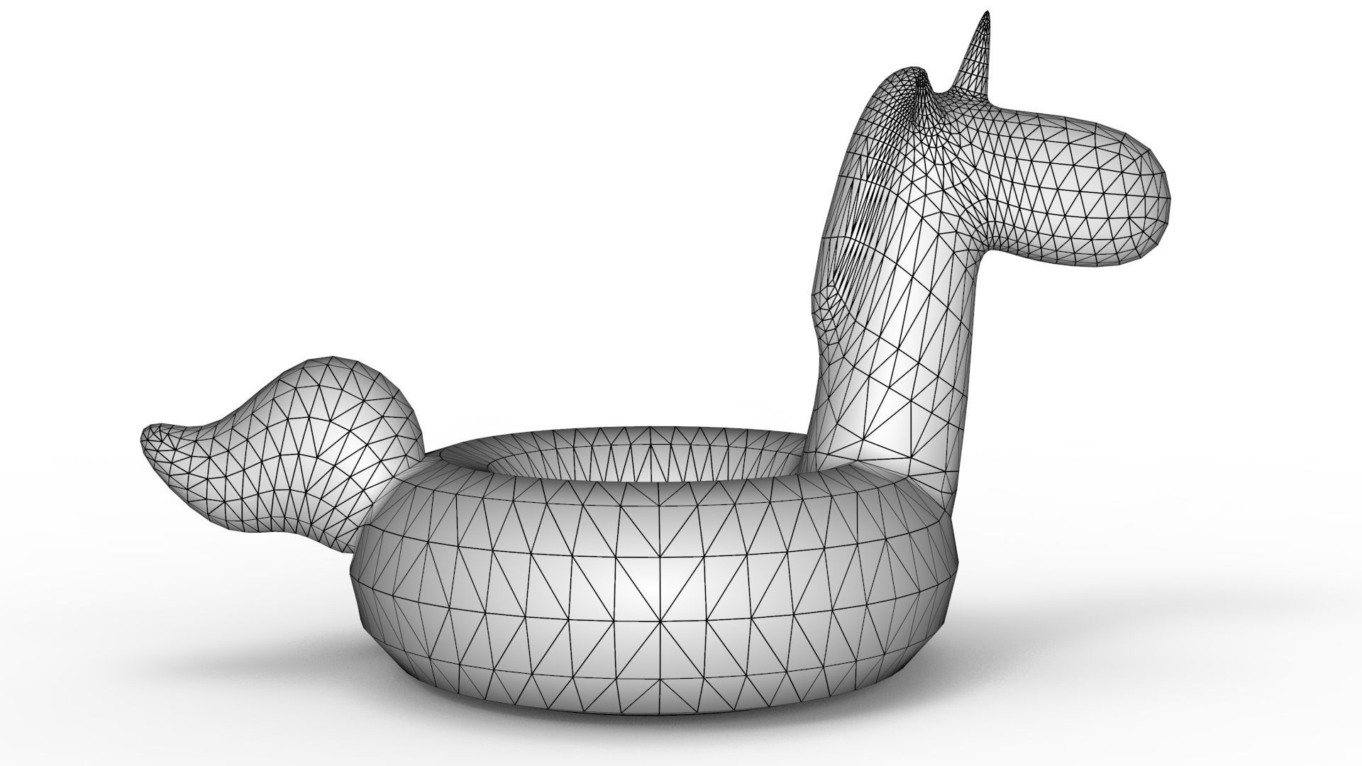 white unicorn pool float 3D model_14