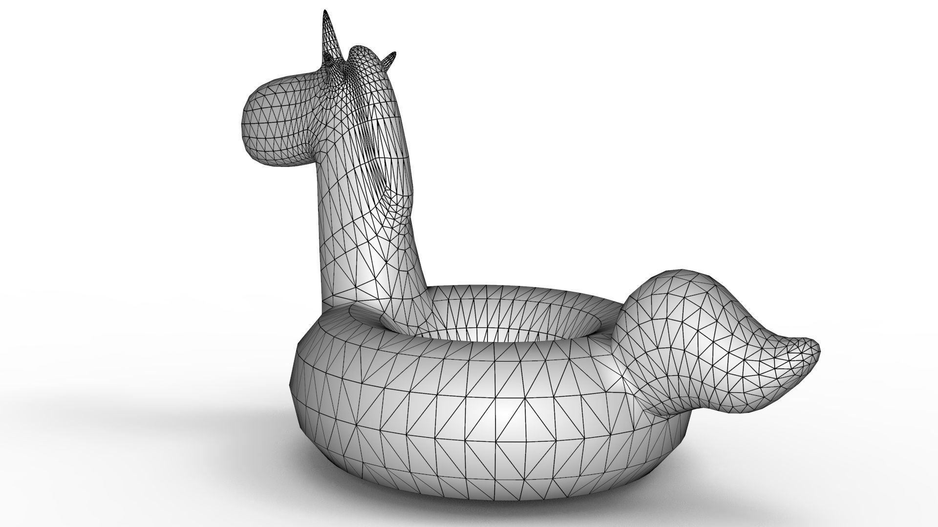 white unicorn pool float 3D model_11