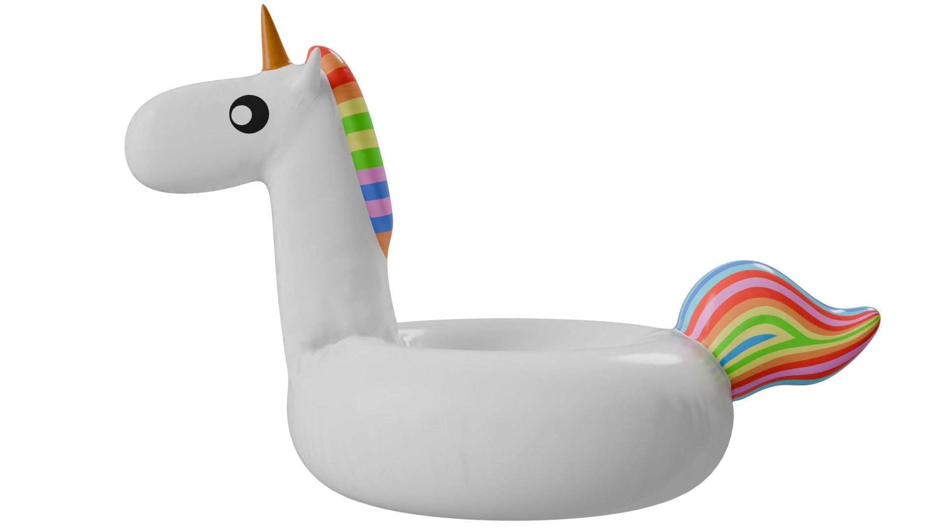 white unicorn pool float 3D model_1