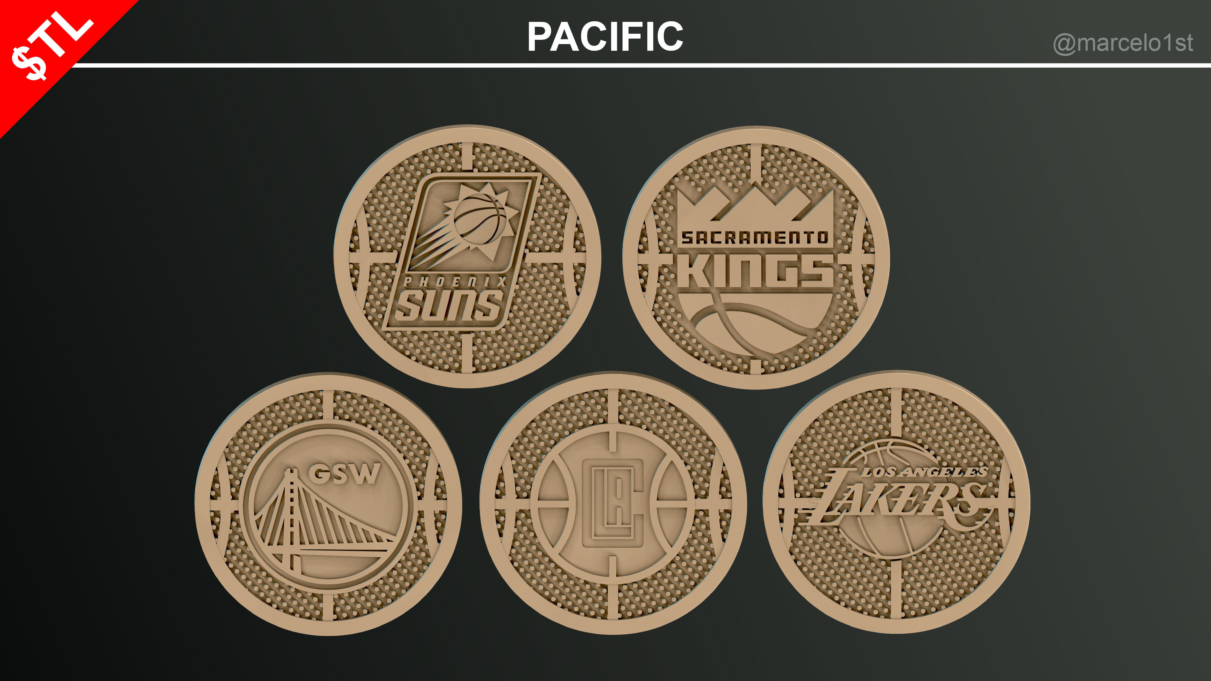 NBA 32 Coaster Pack and 2 Coaster Holder 3D print model_8