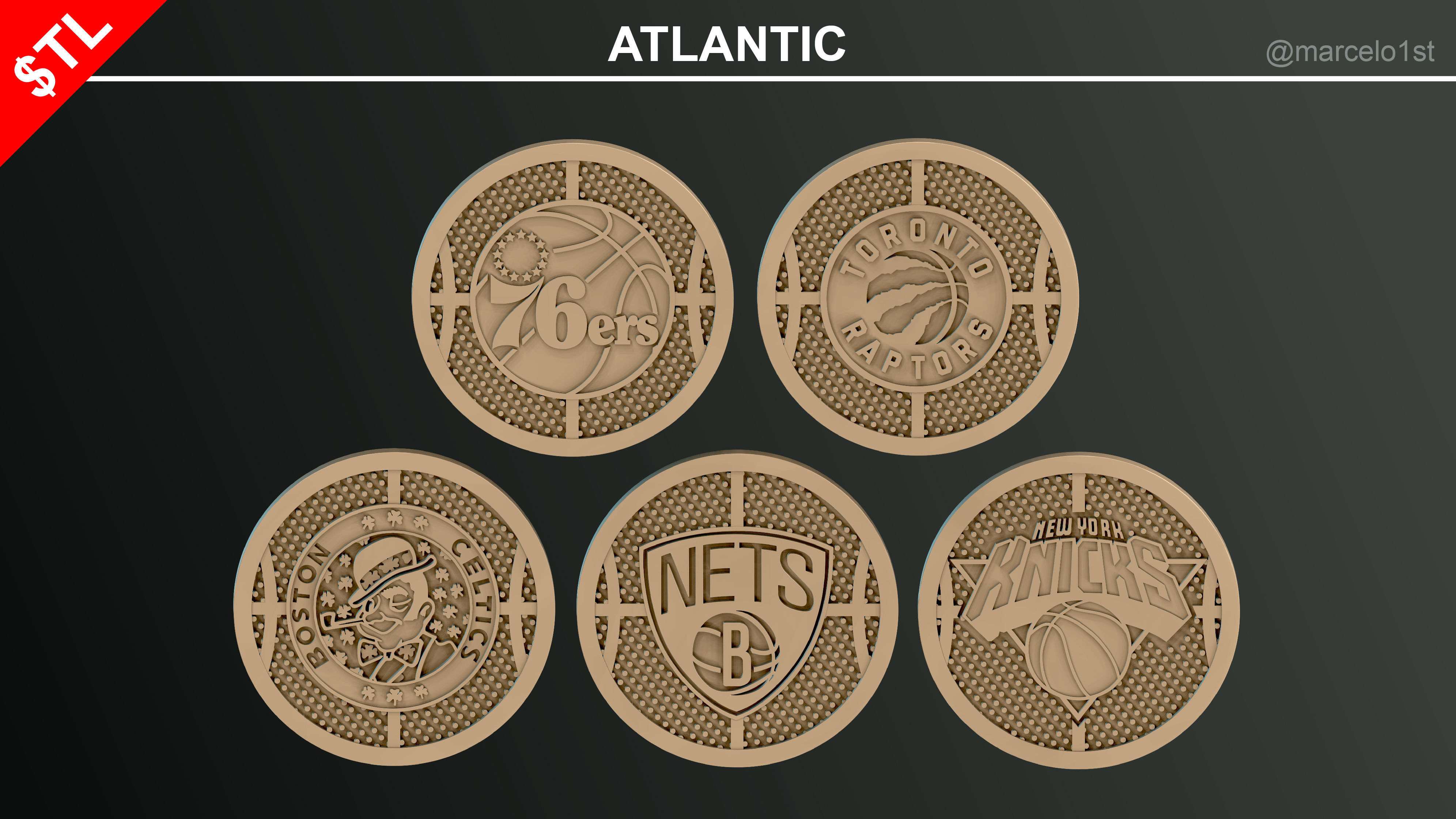 NBA 32 Coaster Pack and 2 Coaster Holder 3D print model_4