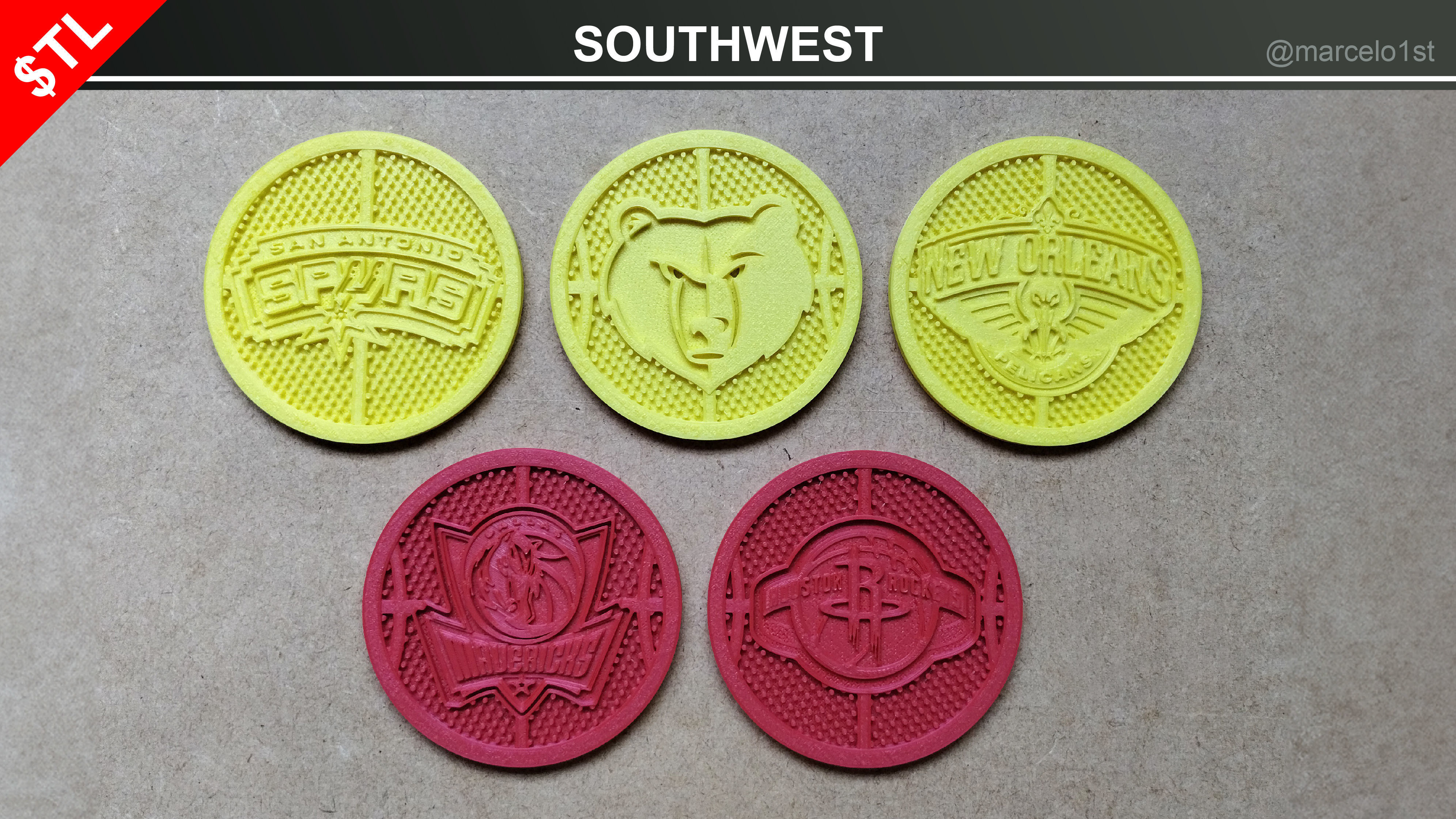 NBA 32 Coaster Pack and 2 Coaster Holder 3D print model_15
