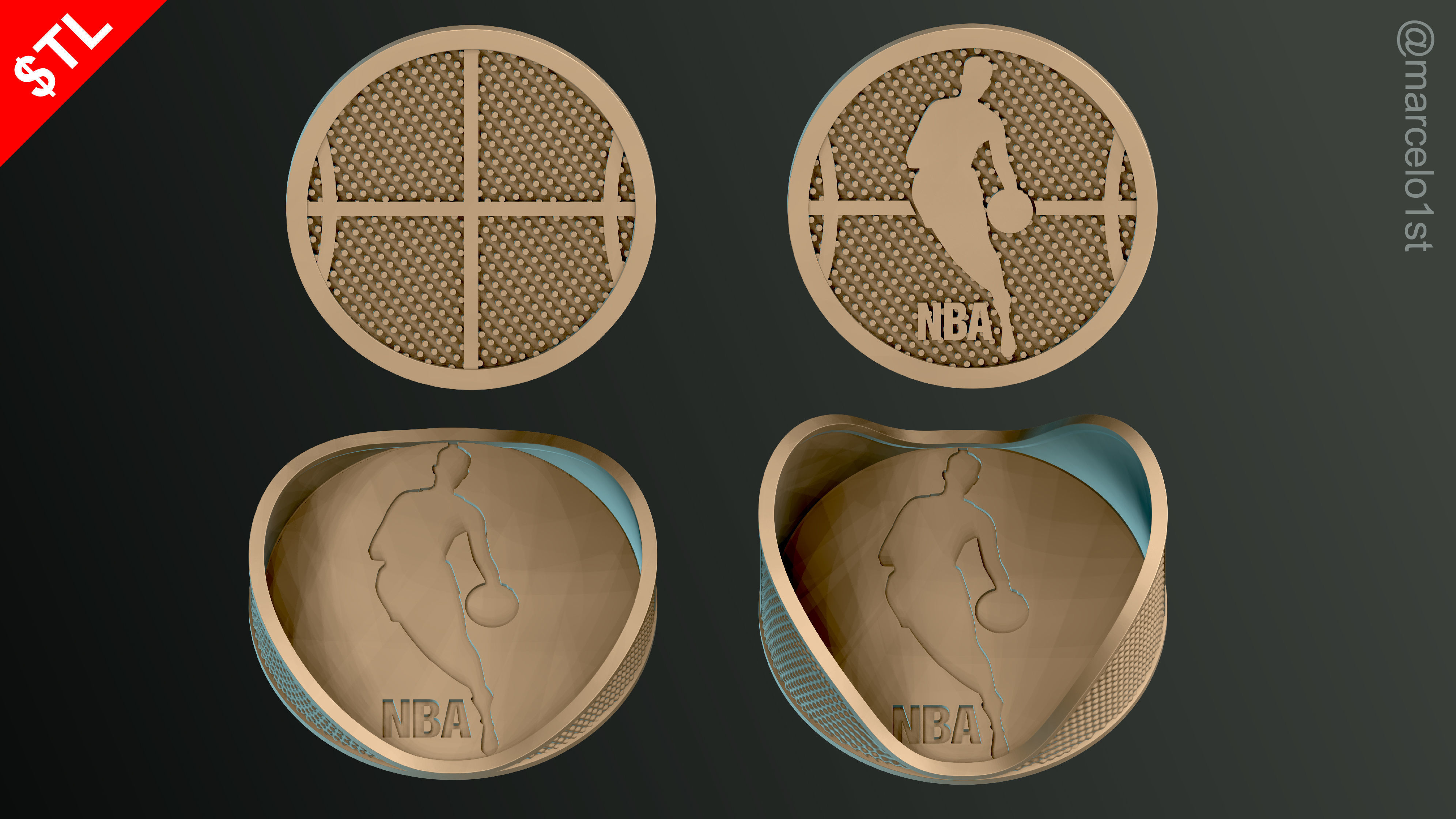 NBA 32 Coaster Pack and 2 Coaster Holder 3D print model_16