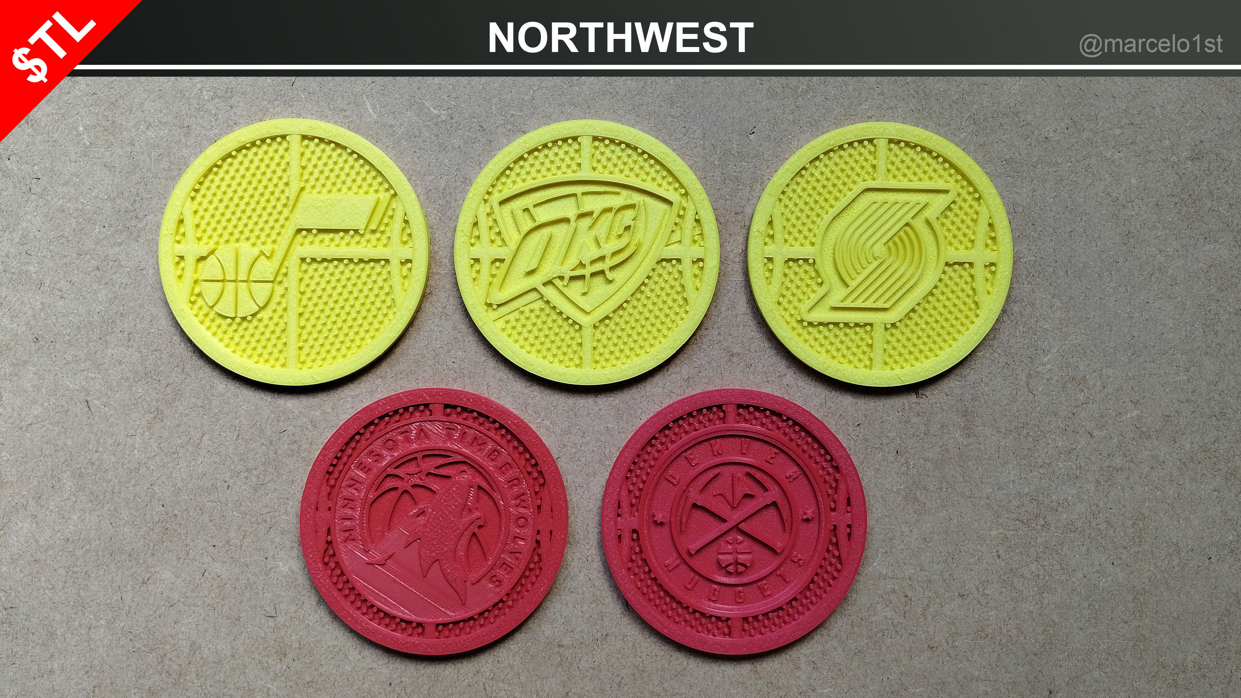 NBA 32 Coaster Pack and 2 Coaster Holder 3D print model_11