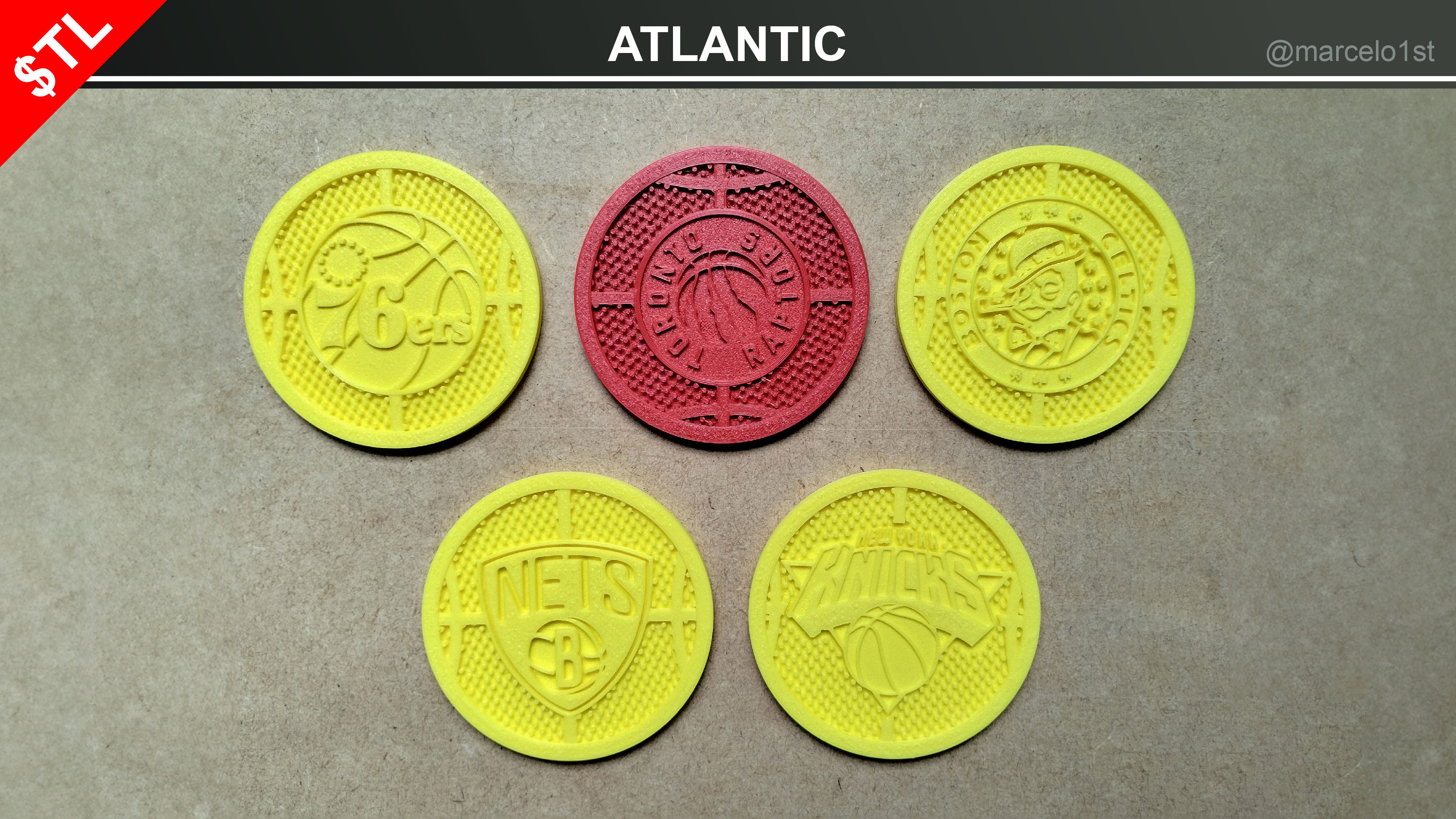 NBA 32 Coaster Pack and 2 Coaster Holder 3D print model_5