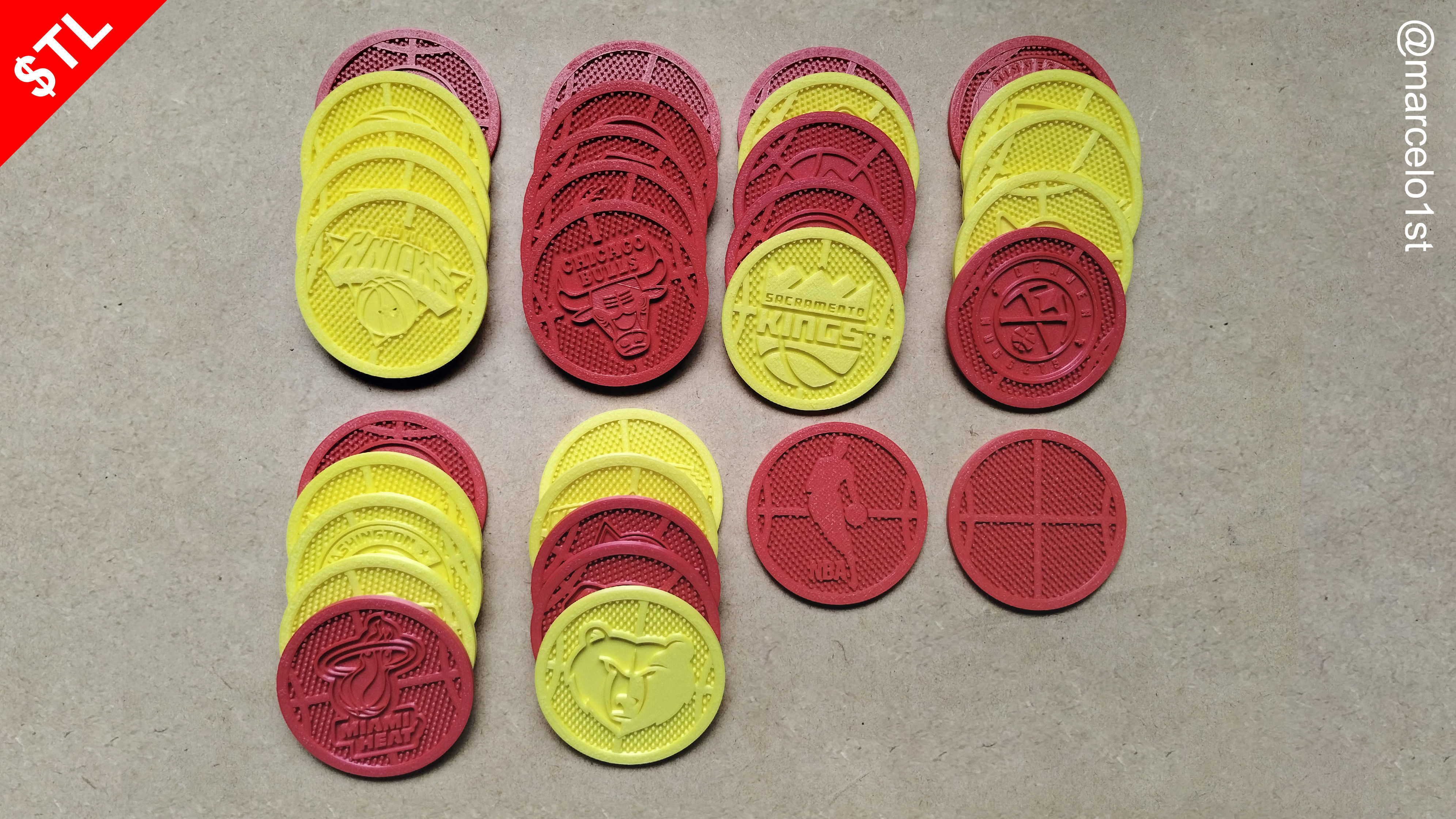NBA 32 Coaster Pack and 2 Coaster Holder 3D print model_2