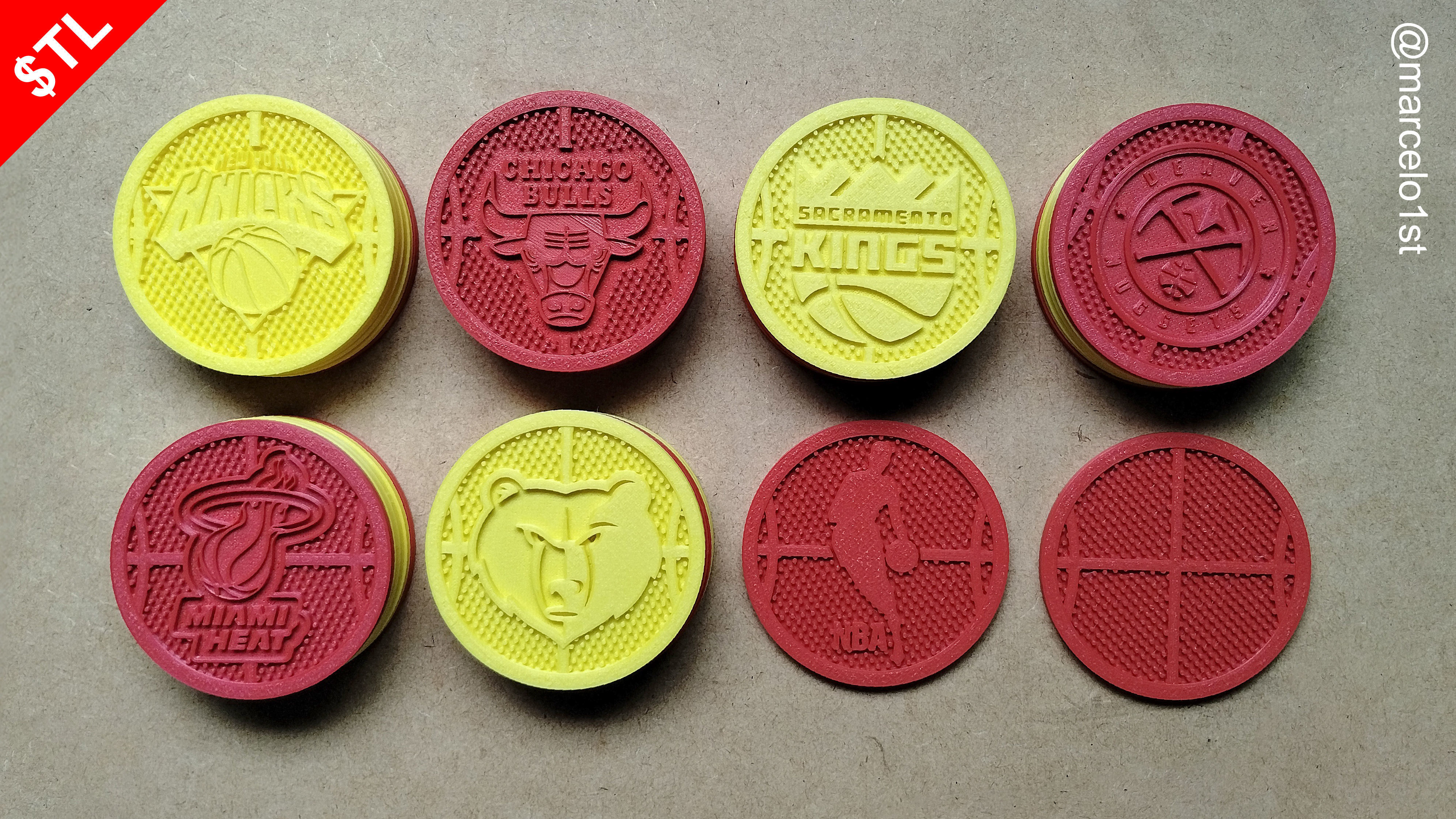 NBA 32 Coaster Pack and 2 Coaster Holder 3D print model_1