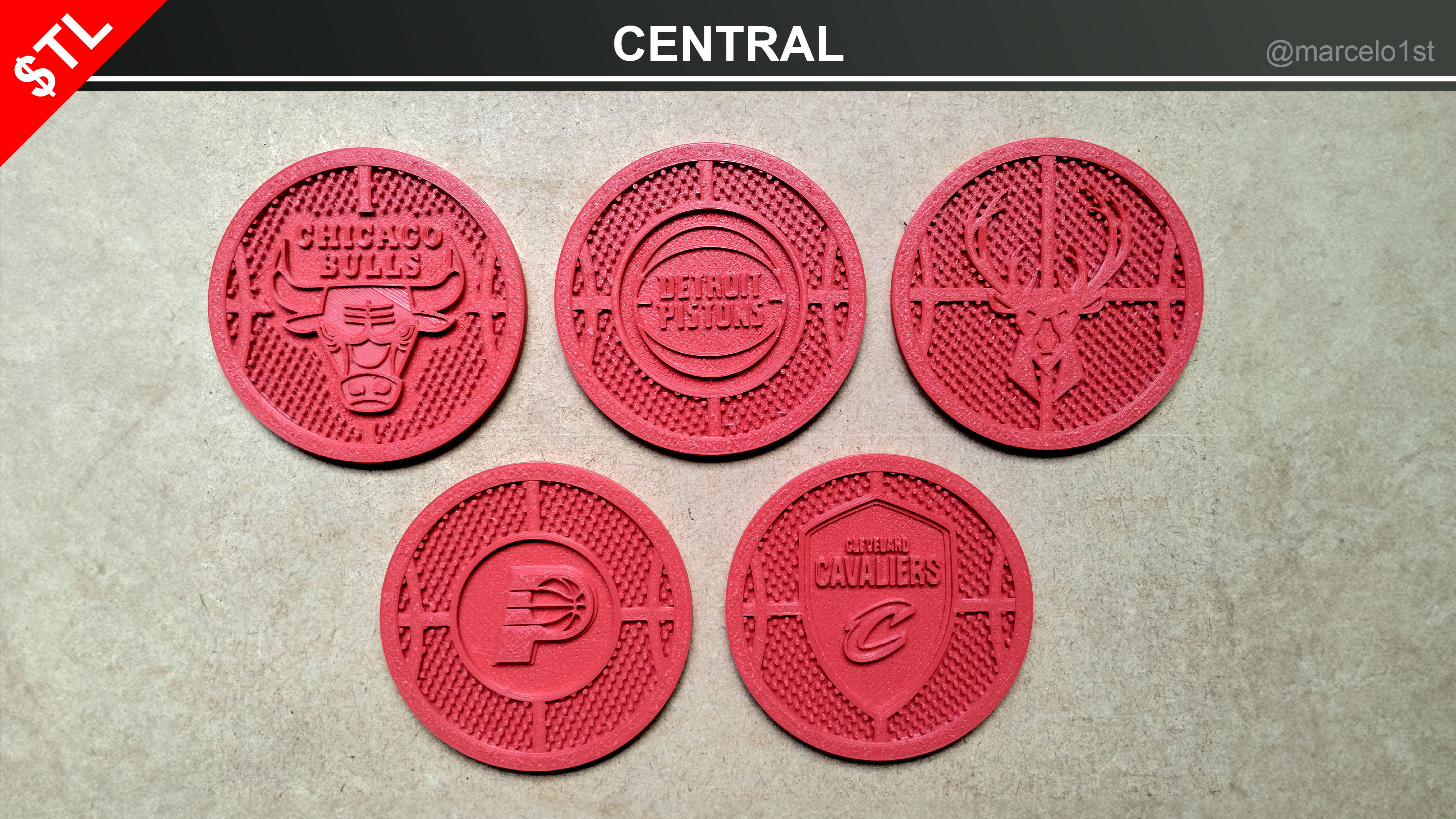 NBA 32 Coaster Pack and 2 Coaster Holder 3D print model_7
