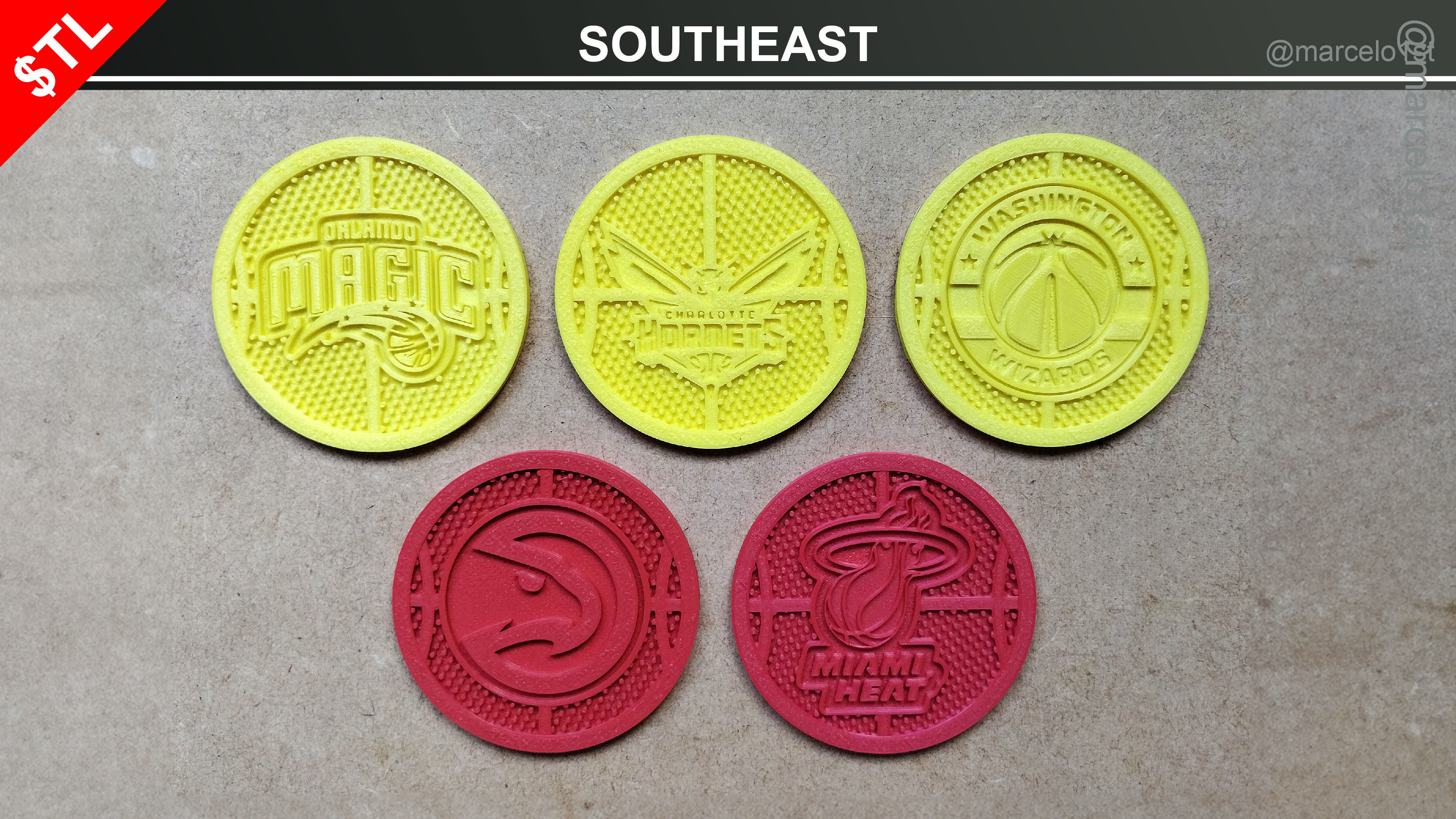 NBA 32 Coaster Pack and 2 Coaster Holder 3D print model_13