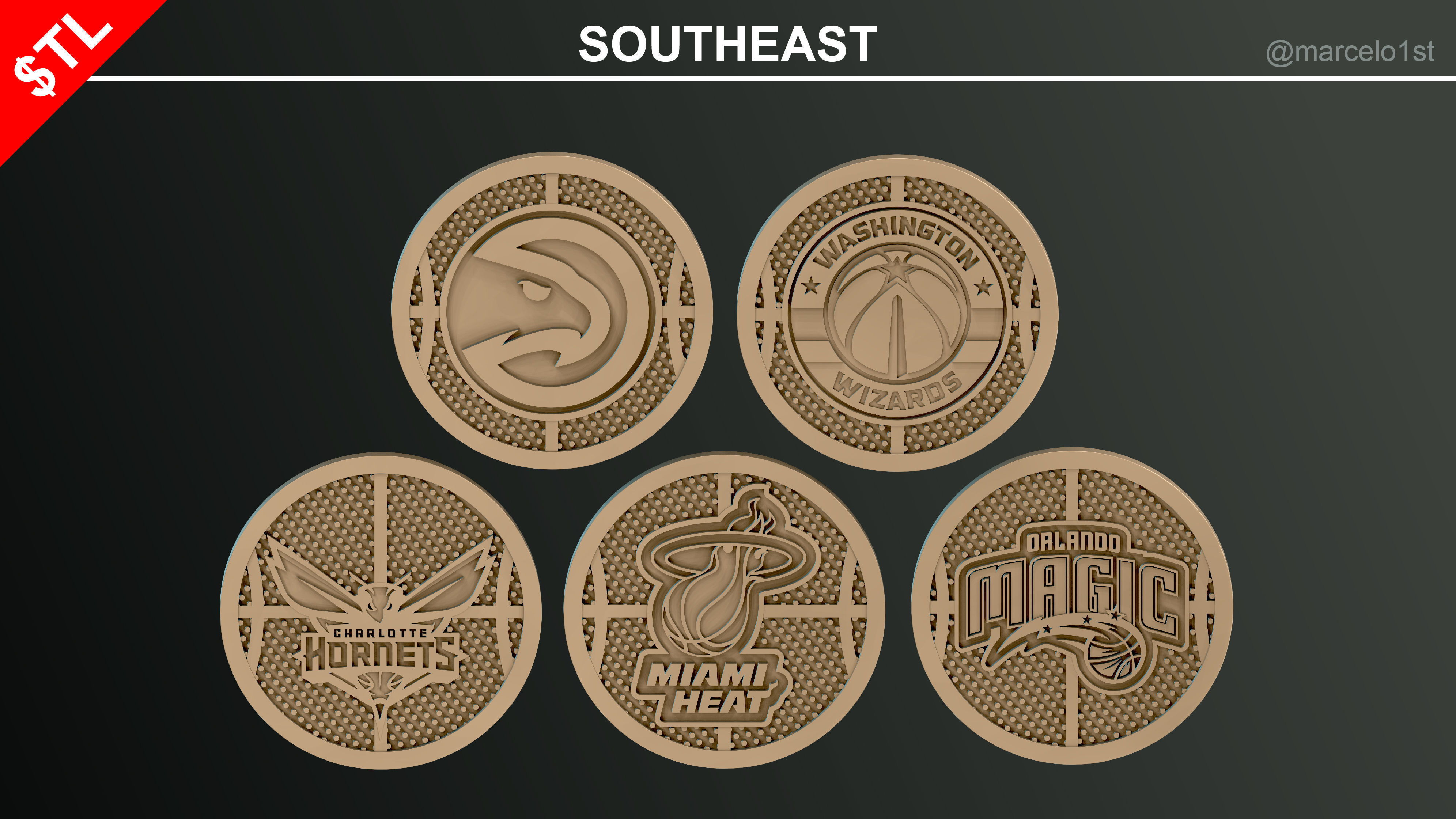 NBA 32 Coaster Pack and 2 Coaster Holder 3D print model_12