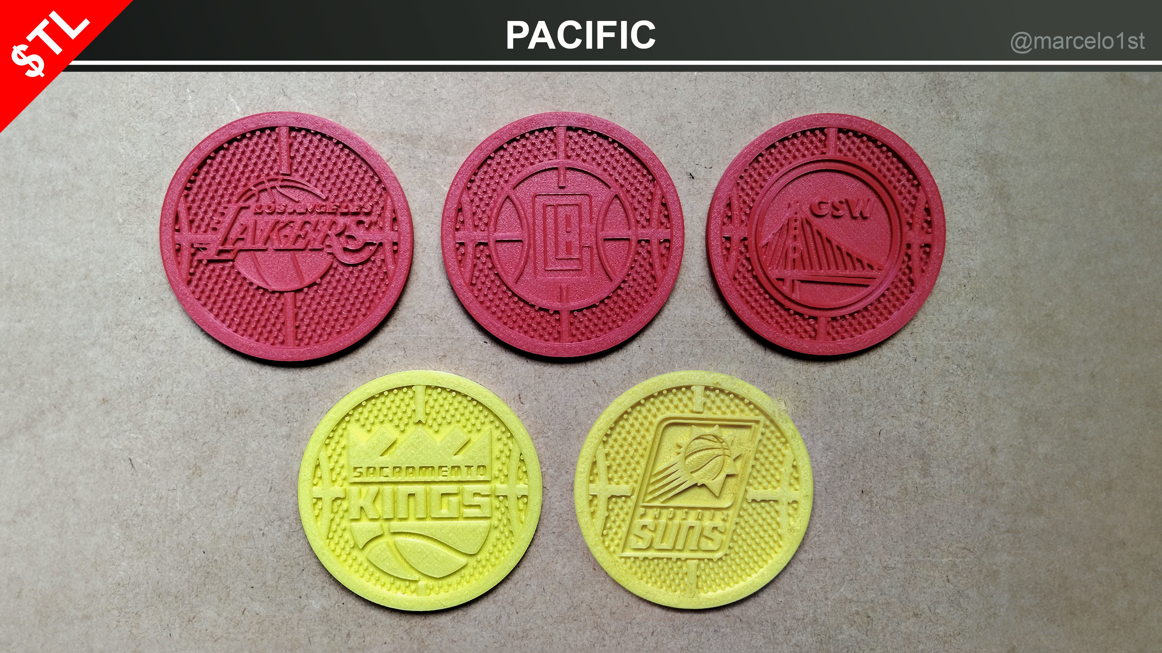 NBA 32 Coaster Pack and 2 Coaster Holder 3D print model_9
