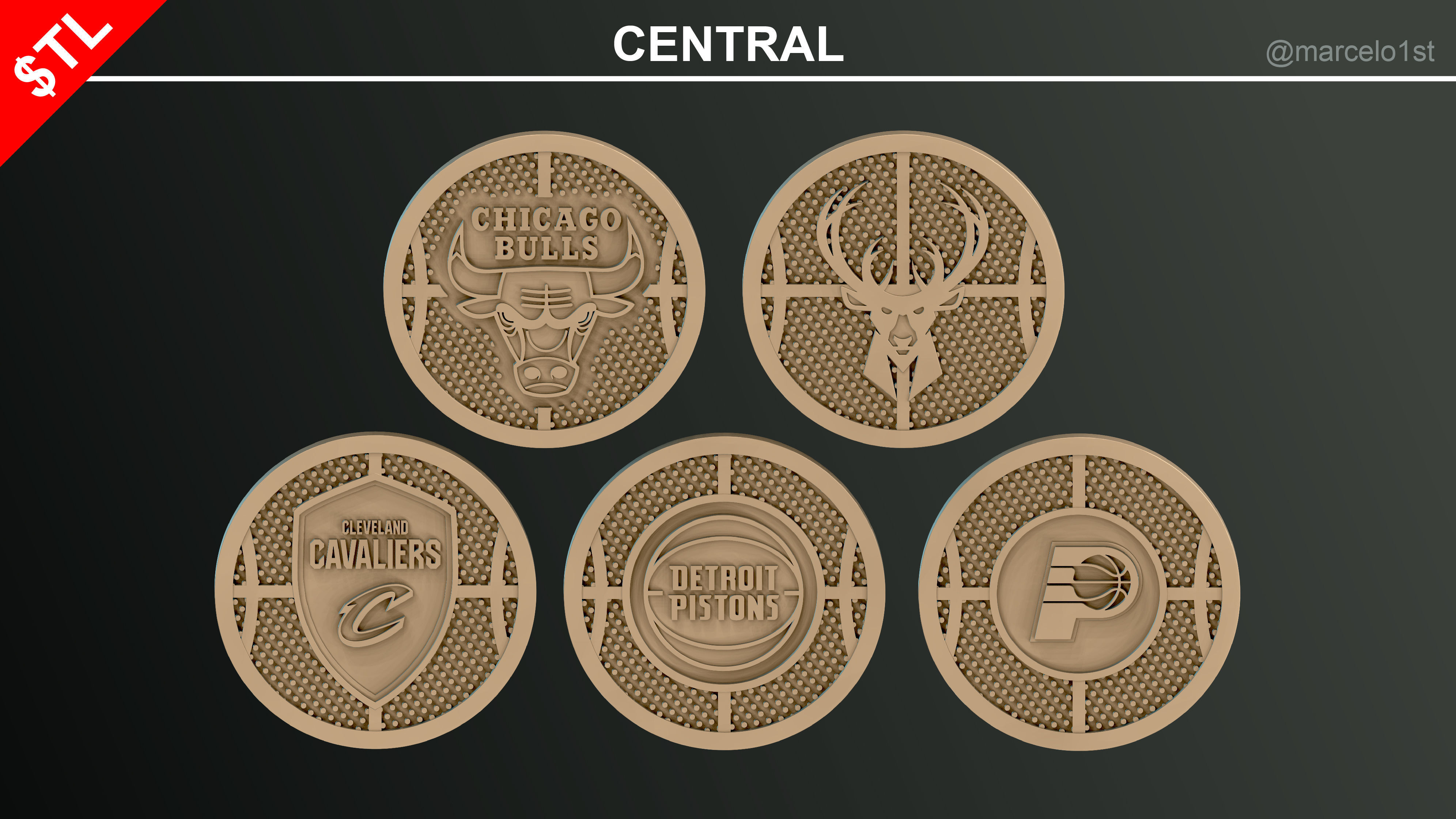 NBA 32 Coaster Pack and 2 Coaster Holder 3D print model_6