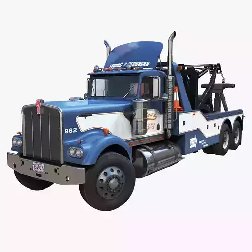 Kenworth W900A wrecker truck Low-poly 3D model