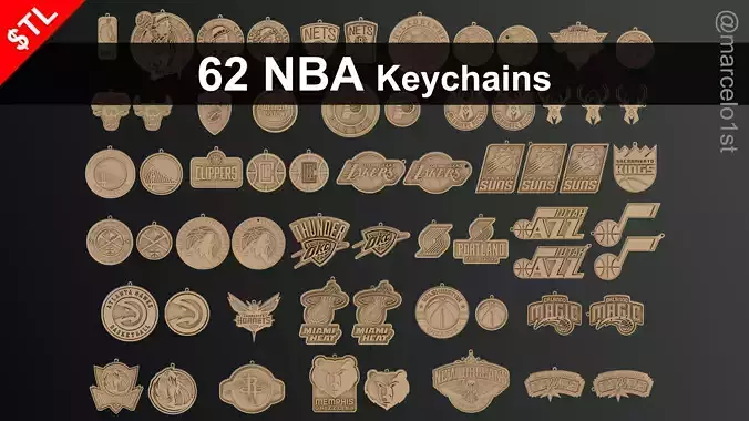 NBA 62 KEYCHAINS - Essential Pieces 3D print model