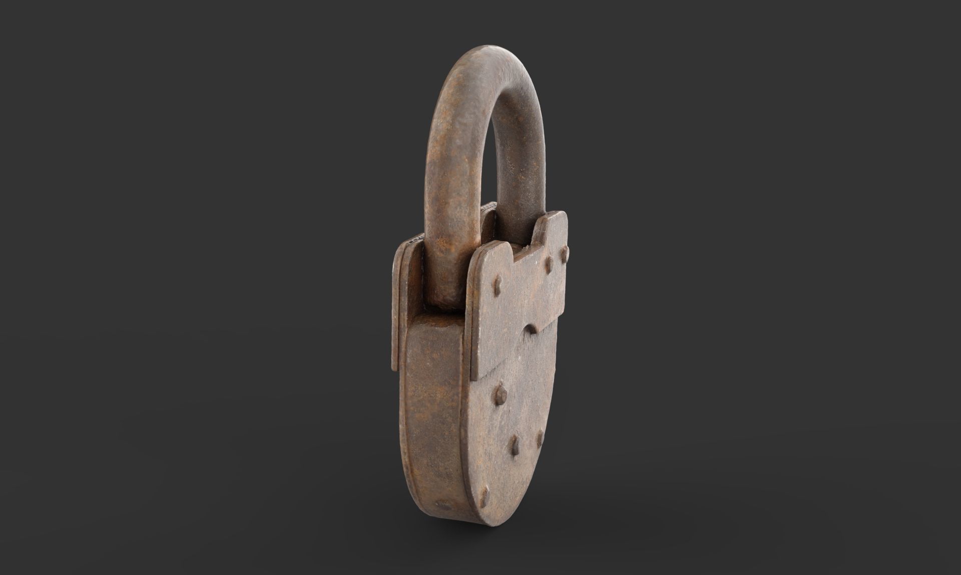 Old metal Lock Low-poly 3D model_4