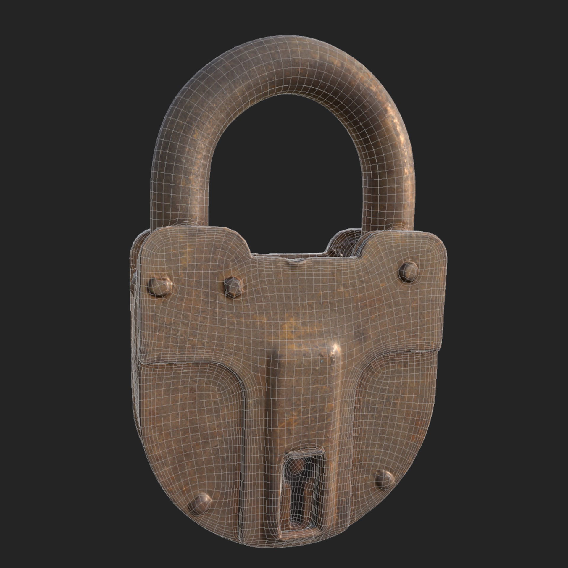 Old metal Lock Low-poly 3D model_7