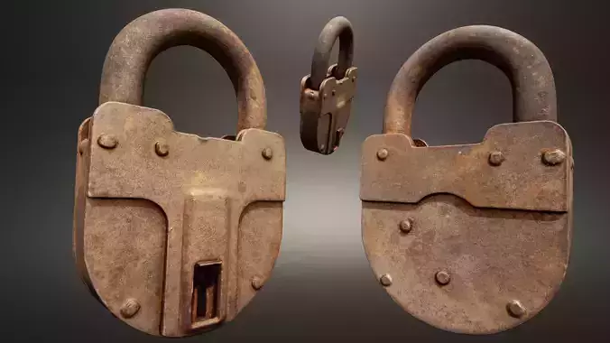 Old metal Lock  Low-poly 3D model