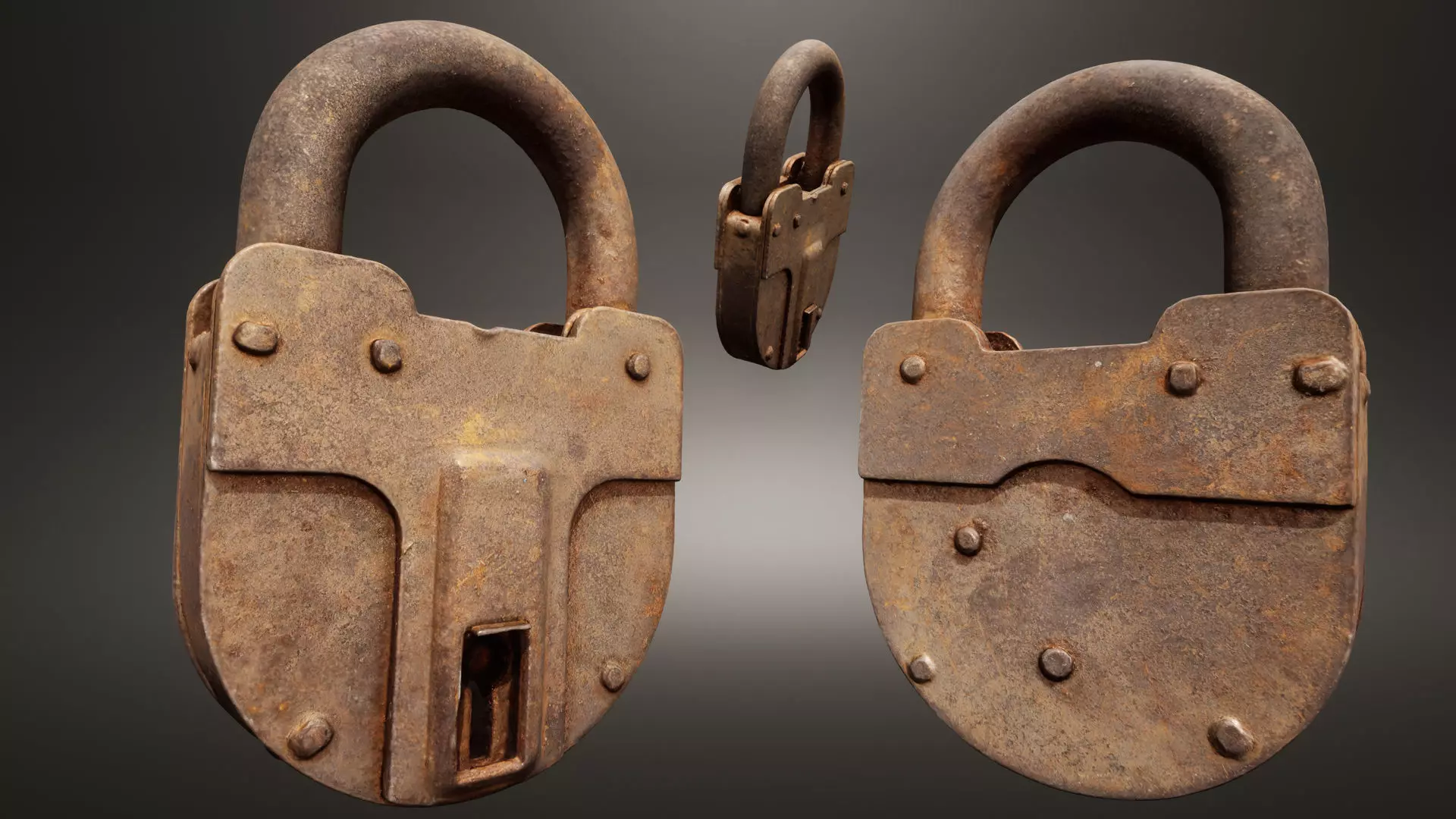 Old metal Lock Low-poly 3D model_0