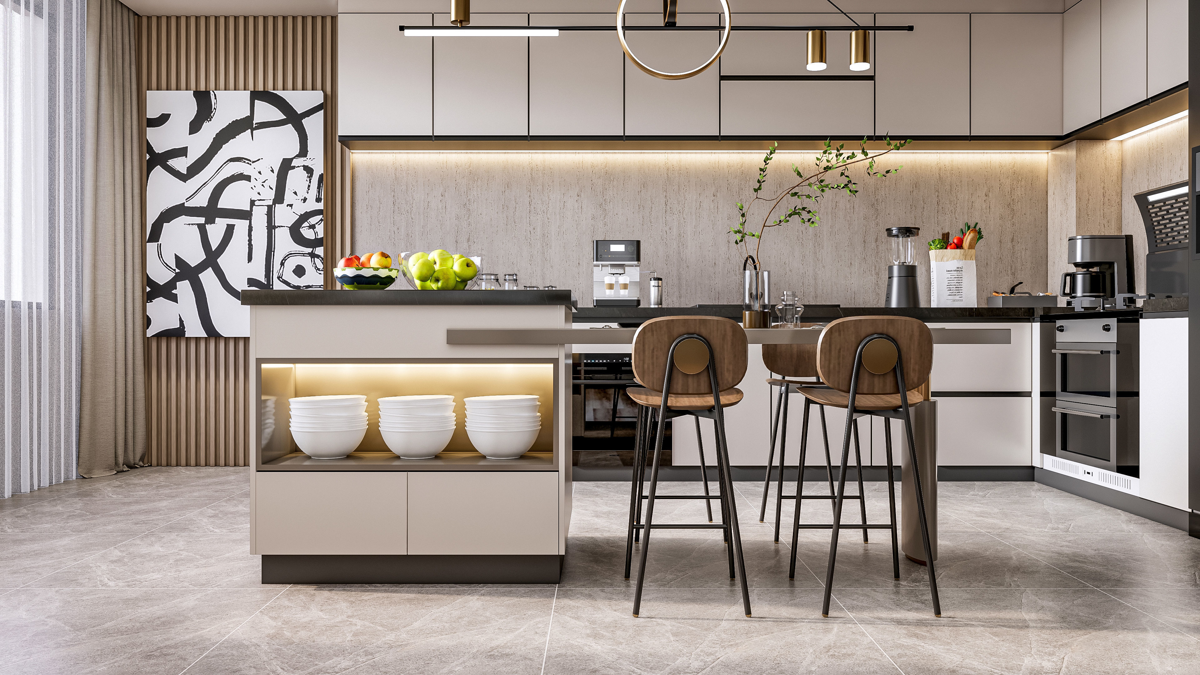 Kitchen Modern interior  0051 3D model_10