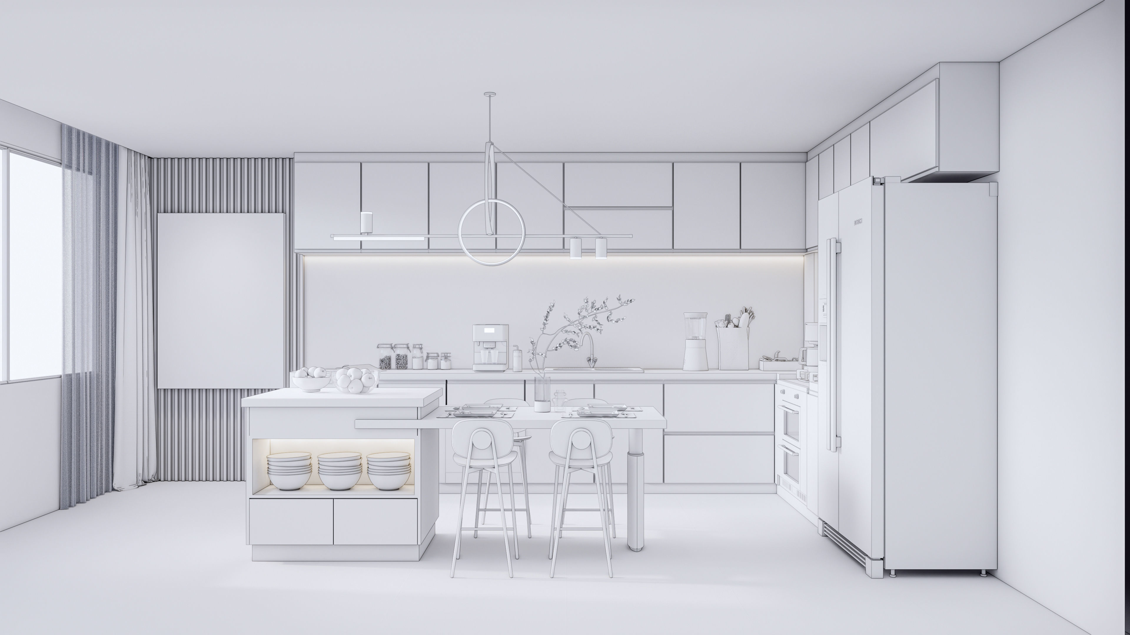 Kitchen Modern interior  0051 3D model_19