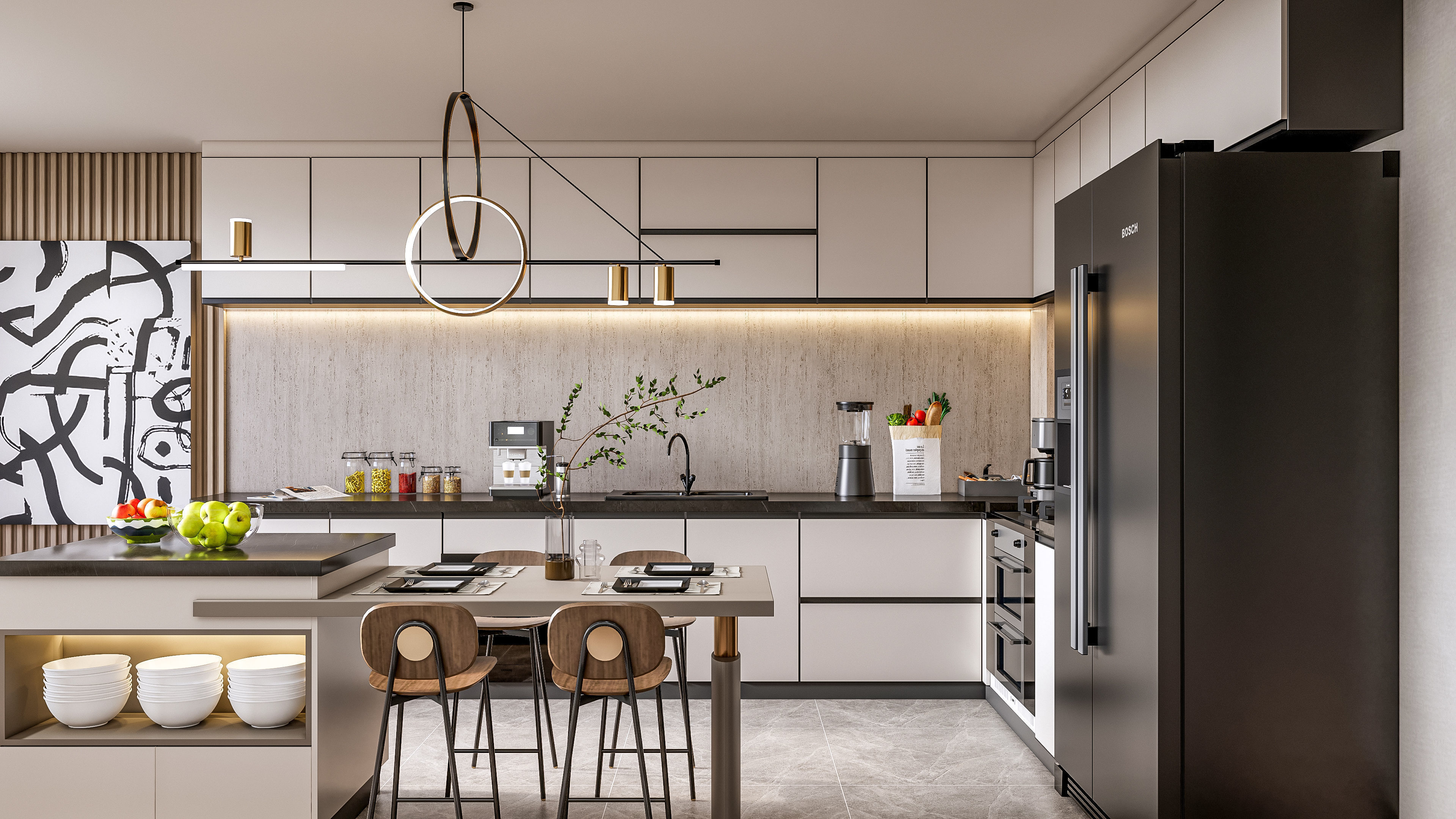 Kitchen Modern interior  0051 3D model_1