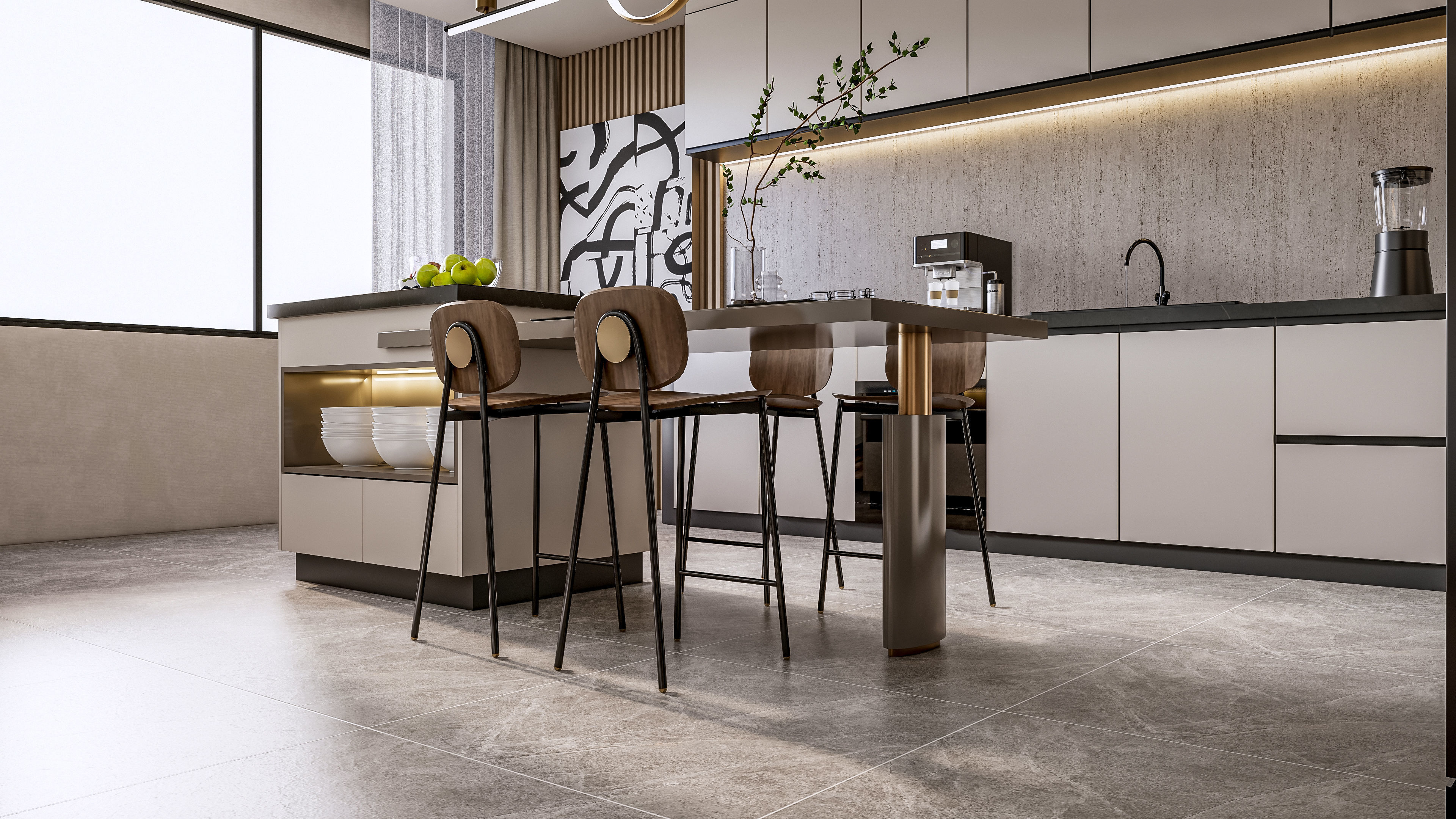 Kitchen Modern interior  0051 3D model_11