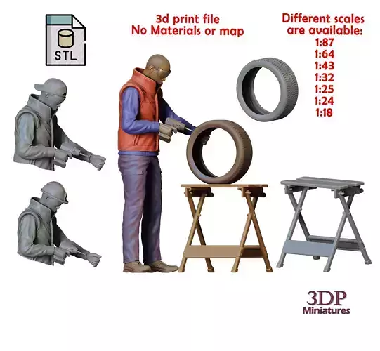 N13 Mechanic fixing and changing the tires