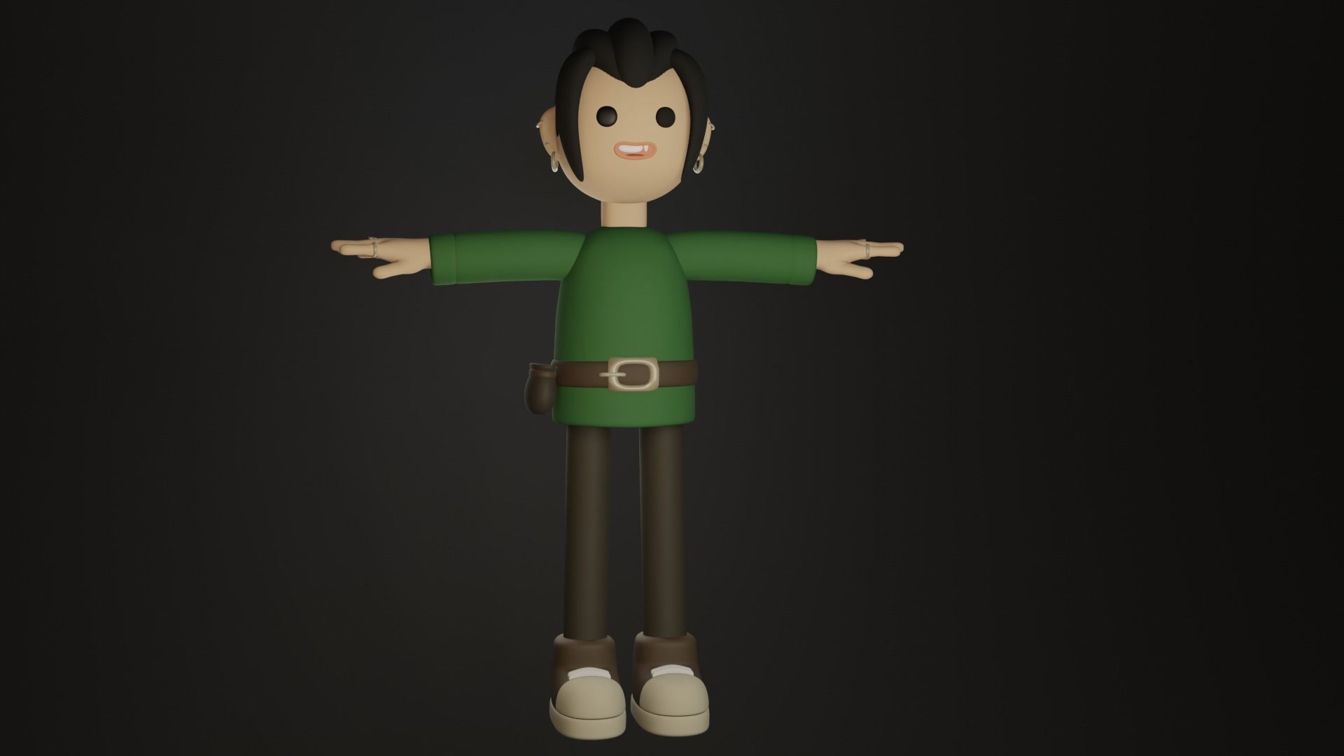 Cute character boy Low-poly 3D model_2