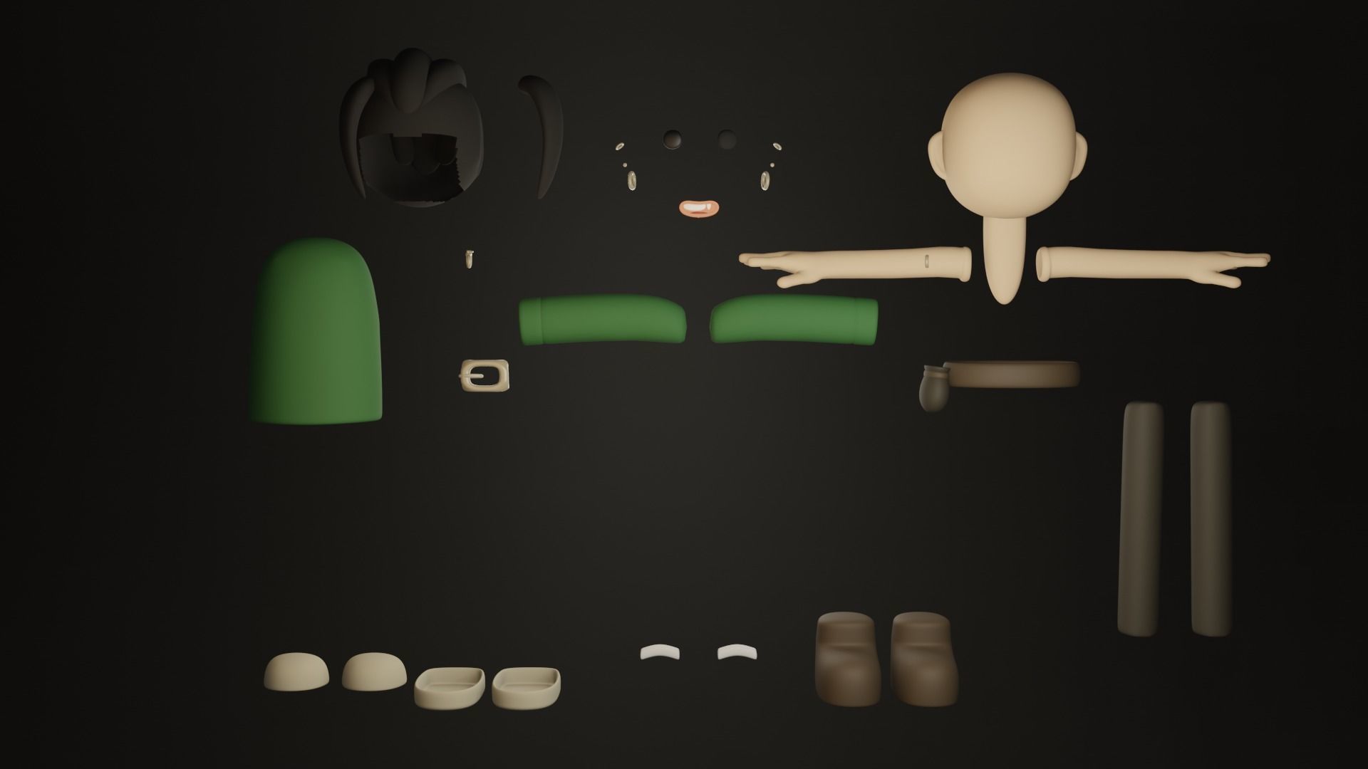 Cute character boy Low-poly 3D model_4